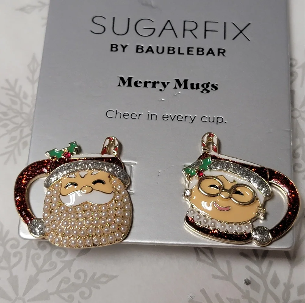 SUGARFIX by BaubleBar Merry Mugs Christmas Santa Mr. & Mrs. Clause Earrings